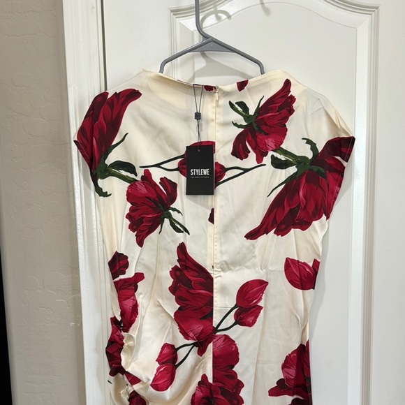 STYLEWE Red Sheath Maxi Dress Short Sleeve Wedding / C41 - Picture 3 of 6